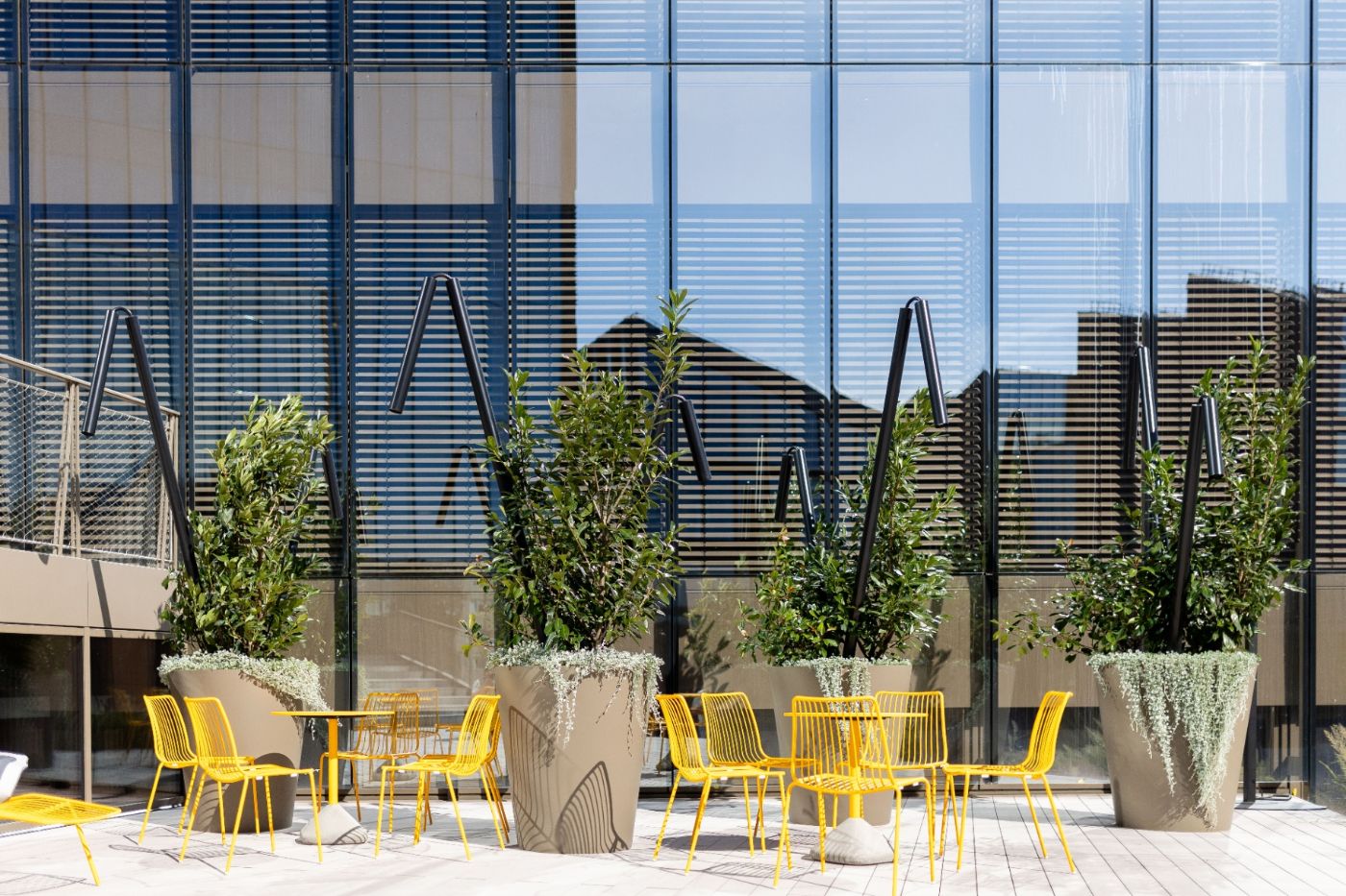 Planters integrated into a Jungle Flora rooftop terrace project